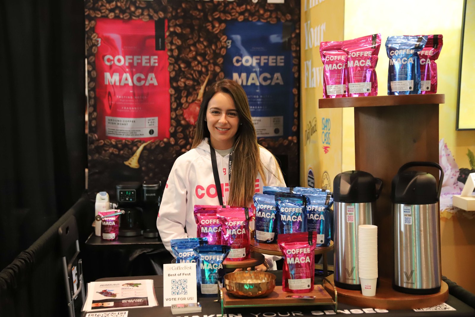 A Glomyt sales representative at the booth